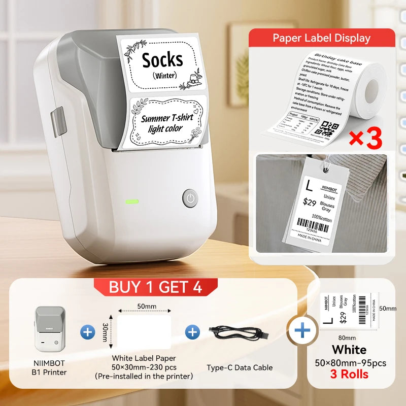 Portable  B1 Wireless Label Maker Adhesive Sticker Printer Labeling Machine DIY 20-50Mm Labels for Office Home