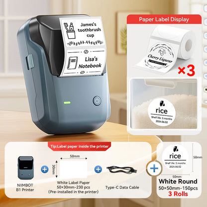Portable  B1 Wireless Label Maker Adhesive Sticker Printer Labeling Machine DIY 20-50Mm Labels for Office Home