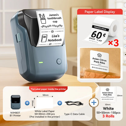 Portable  B1 Wireless Label Maker Adhesive Sticker Printer Labeling Machine DIY 20-50Mm Labels for Office Home