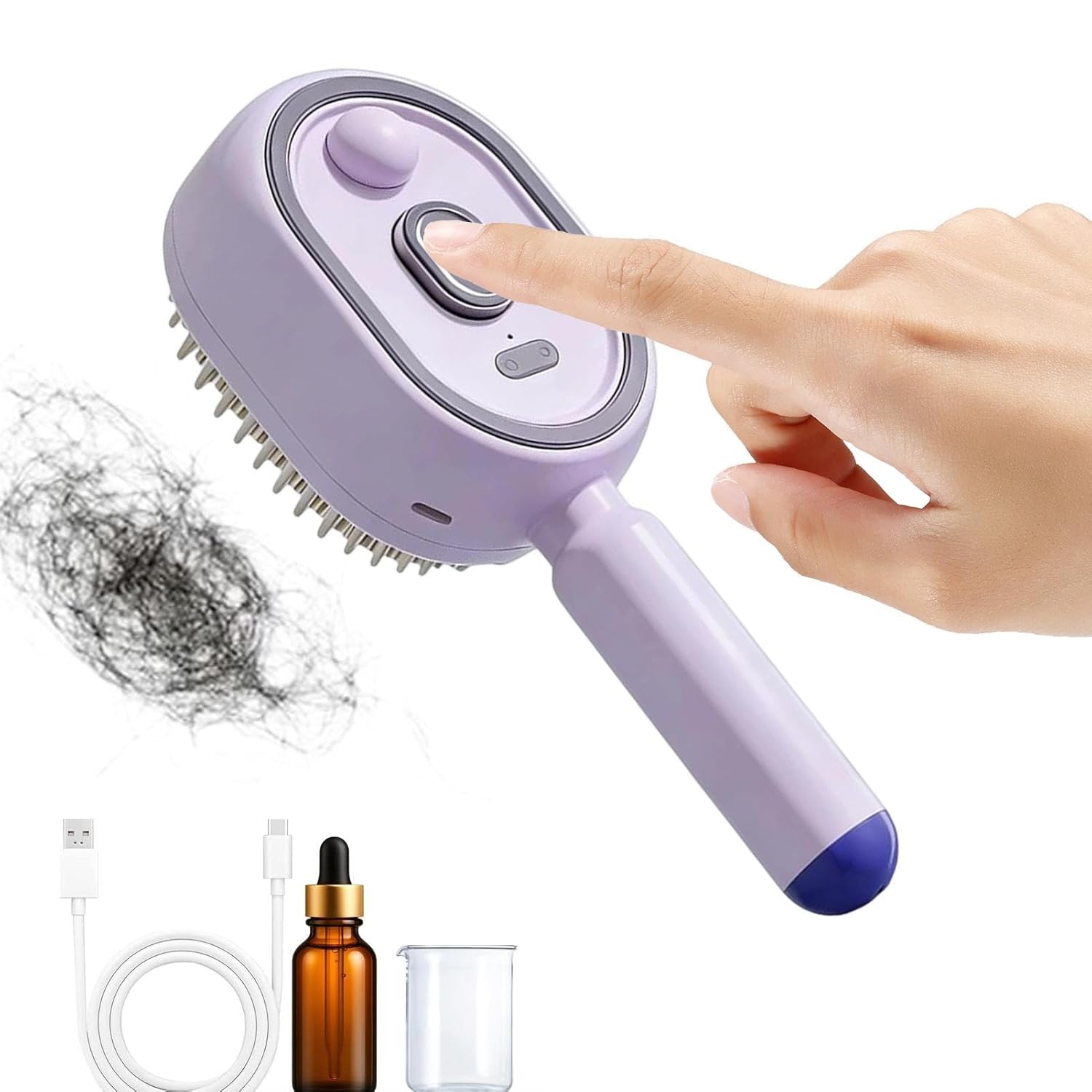 Electric Spray Air Cushion Massage Hair Brush, 2026 Electric Steaming Hair Straightener Brush, Rechargeable Detangling Steam Brushs for Hairs