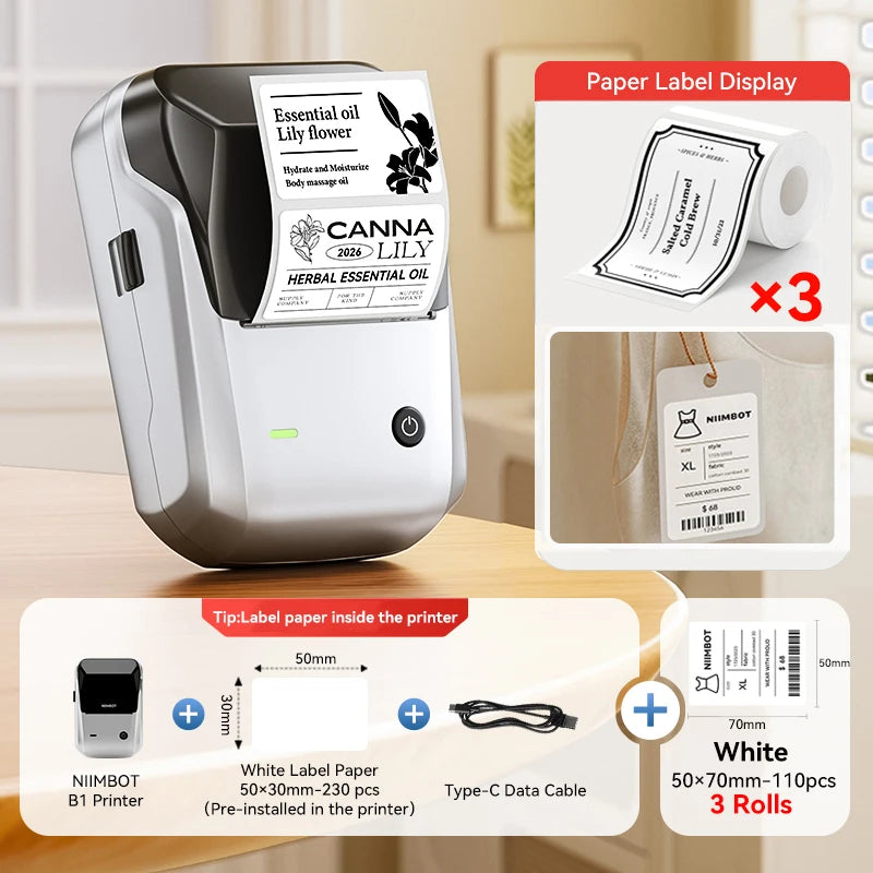 Portable  B1 Wireless Label Maker Adhesive Sticker Printer Labeling Machine DIY 20-50Mm Labels for Office Home