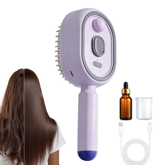 Electric Spray Air Cushion Massage Hair Brush, 2026 Electric Steaming Hair Straightener Brush, Rechargeable Detangling Steam Brushs for Hairs