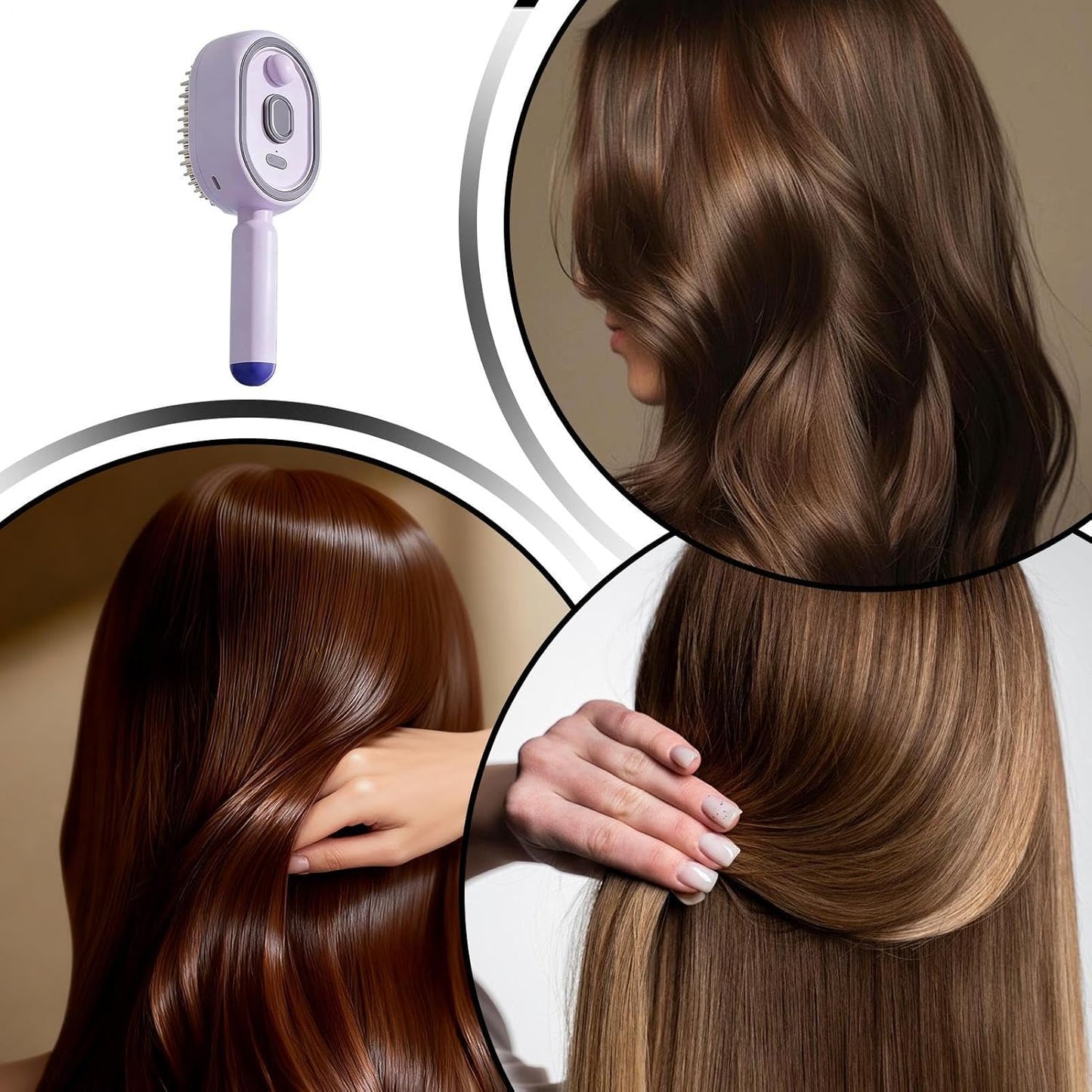 Electric Spray Air Cushion Massage Hair Brush, 2026 Electric Steaming Hair Straightener Brush, Rechargeable Detangling Steam Brushs for Hairs