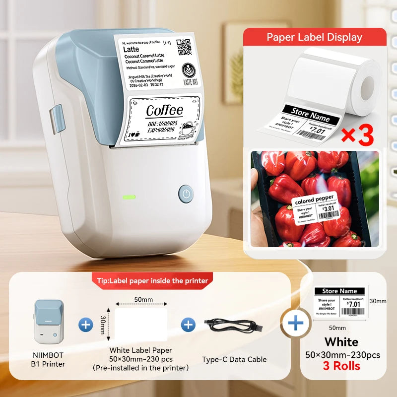 Portable  B1 Wireless Label Maker Adhesive Sticker Printer Labeling Machine DIY 20-50Mm Labels for Office Home