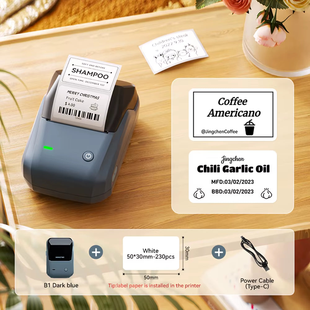 Portable  B1 Wireless Label Maker Adhesive Sticker Printer Labeling Machine DIY 20-50Mm Labels for Office Home