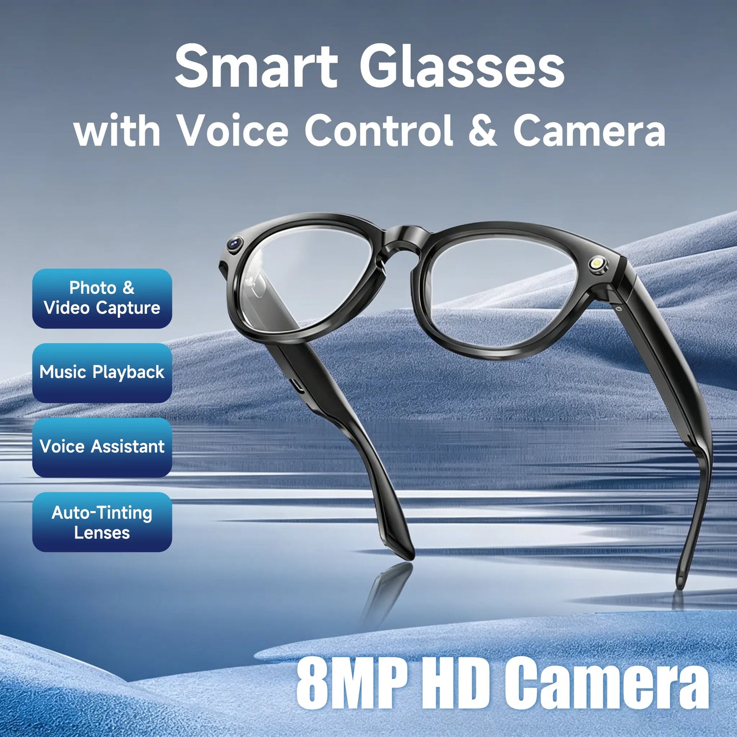 JEYUIN Smart Bluetooth Audio Glasses | Hands-Free Vlog Photo & Video Capture + Real-Time Translation | Perfect Wearable Camera Eyewear for Travel, Outdoor Adventures & Daily Life | Works with Iphone & Android