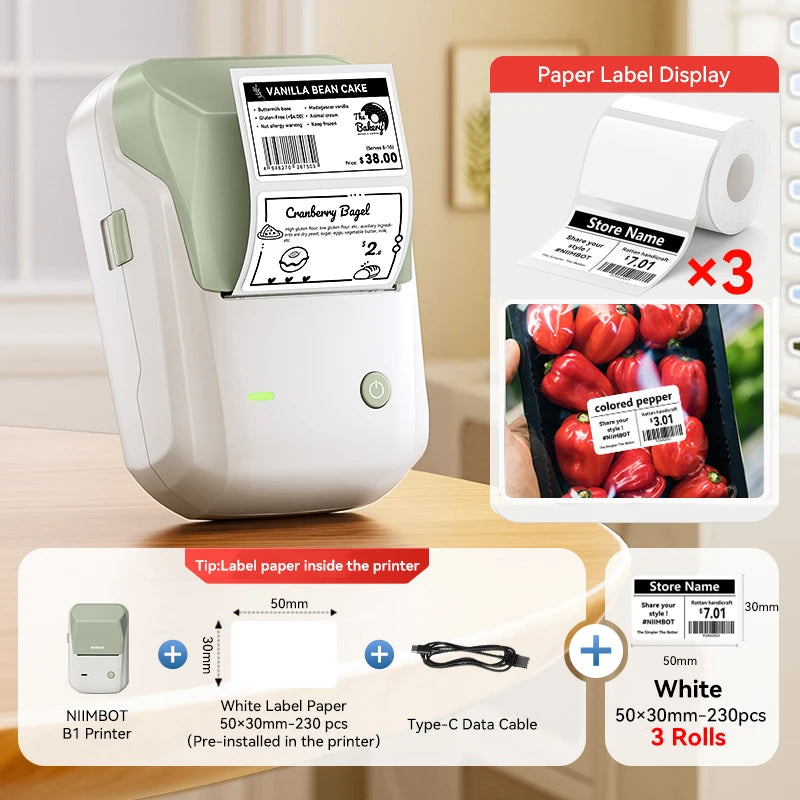 Portable  B1 Wireless Label Maker Adhesive Sticker Printer Labeling Machine DIY 20-50Mm Labels for Office Home