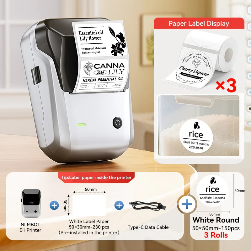Portable  B1 Wireless Label Maker Adhesive Sticker Printer Labeling Machine DIY 20-50Mm Labels for Office Home
