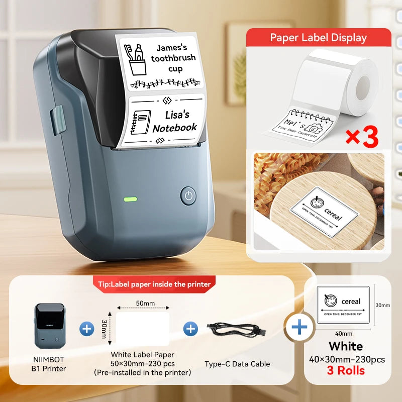Portable  B1 Wireless Label Maker Adhesive Sticker Printer Labeling Machine DIY 20-50Mm Labels for Office Home