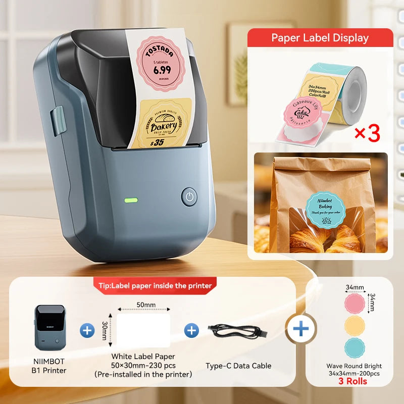 Portable  B1 Wireless Label Maker Adhesive Sticker Printer Labeling Machine DIY 20-50Mm Labels for Office Home