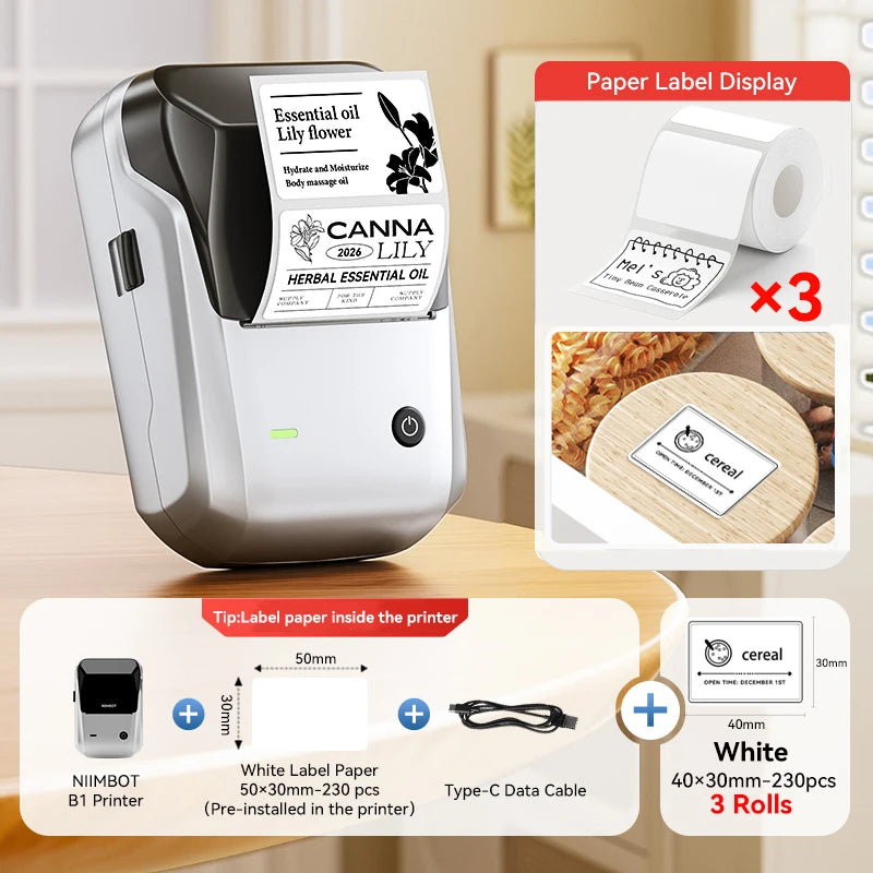Portable  B1 Wireless Label Maker Adhesive Sticker Printer Labeling Machine DIY 20-50Mm Labels for Office Home