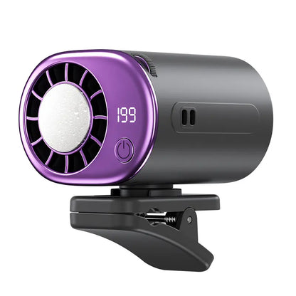 MAISIKE Car Clip Fan – 360° Rotating Portable Cooling Fan, USB Rechargeable Fan with LED Display, Strong Clamp & 199 Speed Levels for Car, Office, Truck,Travel & Summer Use